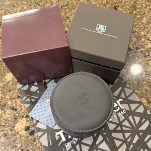Tag Heuer Gray Round Travel Watch Case with Box